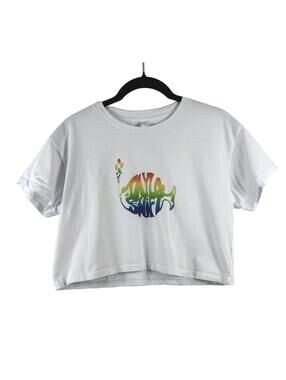 AS Colour Taylor Swift Phish Mashup Rainbow Fish Logo White Crop Top XS